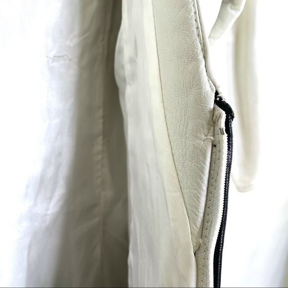 RARE Vintage Leathercraft Process 80's White Leather Fitted Dress Diamond Detail - Picture 14 of 14